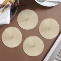 Round PVC gold-stamping coasters, Nordic luxury style heat-resistant table mats set of 4. - Diameter 10cm / Gold