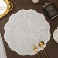 Elegant round PVC placemat with floral lace pattern, waterproof table decor item. - Rose / 38 cm / Silver