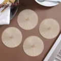 Round PVC gold-stamped coasters heat insulation placemats Nordic style tableware set - Diameter 10cm / Rose Gold