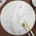 Nordic style round PVC feather placemat luxury heat insulation table mat waterproof wash - Silver Feather Placemats (38cm)