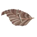 Hollow PVC leaf-shaped placemat, metallic bronze thermal insulation table mat for dining room. - Phoenix Tail Flower / Bronze