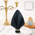Dark blue linen table napkin detail with gold napkin ring, elegant table setting decor 48cm - 48x48cm / Navy Blue