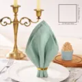 Elegant sage green cotton and linen napkin detailed view showcasing fine fabric texture and form. - 48x48cm / Green