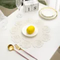 Nordic Style Rose Placemat Hollow Washable Table Mat Heat Insulation Western Restaurant Pad - 38 cm / White