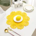 Nordic style hollow rose yellow placemat for dining table, washable fabric table mat variant. - 38 cm / Yellow