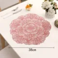 Pink hollow PVC placemat 38cm heat insulation anti-scald round table mat for home decor. - Silk Tree Flower / Rose Gold
