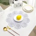 Nordic style grey hollow rose placemat, elegant dining table mat for home and restaurant use. - 38 cm / Gray