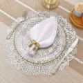 White hollow PVC placemat with gold beads for elegant dining table decoration 1pc - 38cm Placemat / Silver