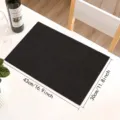 Black PU leather placemat, rectangular waterproof heat insulation table mat for dining. - Black