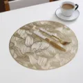 Στρογγυλό σουπλά PVC με bronzing, σκανδιναβικό στυλ, πλενόμενο θερμομονωτικό χαλάκι. - Χρυσό