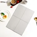 Nordic Minimalist Solid Color Grid Leather Placemat Rectangle Heat Insulating Table Mat - 45*30cm / Ash Gray