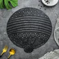 Round black hollow PVC placemat Nordic style heat insulation table mat for dining table home decor - Black