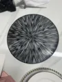 Μαύρο στρογγυλό σουπλά PVC με σχέδιο ευρωπαϊκού στιλ θερμομόνωση για τραπέζι φαγητού - 38 cm / Πυροτεχνήματα (μαύρο)