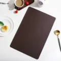 Premium rectangular brown leather placemat, stylish heat insulation table mat for modern dining decor. - Rectangle / Brown