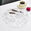 Round embossed PVC placemat waterproof table mat Nordic style heat resistant kitchen dining decor - Tulip Waterproof Place Mat / Silver