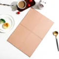 Nordic minimalist solid color grid leather placemat rectangular heat insulation table mat detail - 45*30cm / Rouge Pink