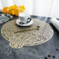 Gold hollow PVC placemat, Nordic style waterproof heat-insulating table mat for dining. - Gold