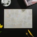 Rectangle PVC thermal insulation table placemat with elegant gold ginkgo leaf pattern design. - Rectangular Waterproof Ginkgo Leaf [Gold]