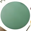 Round leather placemat waterproof oil proof heat insulation mat for the dining table. - Green