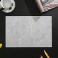 Exquisite ginkgo leaf placemat, PVC heat-resistant rectangular dining table mat for home decor. - Rectangular Waterproof Ginkgo Leaf [Silver]