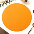Round leather placemat waterproof oilproof heat insulating dining table pad orange solid color - Yellow