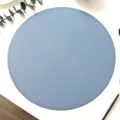 Round leather placemat waterproof heat resistant table mat solid color dining decor - Blue