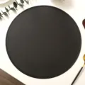 Round leather placemat dark brown waterproof heat resistant dining table mat chic decor - Black