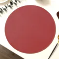 Round leather placemat high-end western table mat waterproof oilproof heat insulation mat - Round / Red