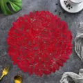 Rote Ulmenblatt hohle Platzmatte runde Hitzeisolierung Esstisch Matte Geschirr Unterlage - Rot
