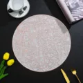 Tovaglietta rotonda in PVC con vortice dorato, tappetino termoisolante e impermeabile - Anelli di filo aggrovigliato impermeabili, oro rosa