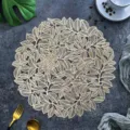 Runde goldene Blatt Tischset hohle Hitze Isolierung Matte stilvolle Esszimmertisch Dekor - Gold