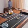 Woven table mat rectangle placemat heat resistant table runner for home hotel kitchen table decor - Table Runner 180x30cm / Black Gold Horizontal Stripe