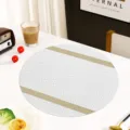 Tovaglietta rotonda intrecciata per tavolo da pranzo, tappetino termico da cucina. - Tondo Diametro 38cm / Strisce Orizzontali Oro Bianco
