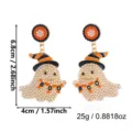 Süße Halloween-Geist-Perlenohrringe mit Zauberhut und dem BOO-Schriftzug-Design - Geist Hexenhut BOO Quaste Stil (ER26Y0296-5)