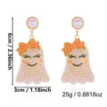 Halloween Perlen Geist Ohrringe mit orangefarbener Schleife und Augenzwinkern - Geist Orange Schleife Stil (ER26Y0296-7)