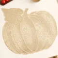 Gold PVC Hollow Pumpkin Placemat Nordic Style Waterproof Non-slip Table Mat Decor - Leaf Pumpkin / Gold