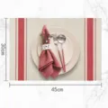 Red and beige striped PVC placemat 30x45cm, heat-resistant table mat for dining room decor. - Red Stripes