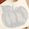 Nordic hollow PVC pumpkin placemat, elegant dining table mat, waterproof and non-slip kitchen decor. - Leaf Pumpkin / Silver