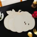 Fabric embroidered pumpkin placemat for dining table, washable heat-resistant table mat. - Champagne