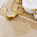 Gold hollow heart PVC placemat heat insulation cup mat Nordic style table decor. - 10cm Coaster / Gold