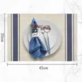 PVC placemat heat resistant waterproof table mat 30x45cm blue stripe dining table pad decor - Blue Stripe