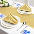 Gouden satijnen tafelloper en servetten set, elegante huwelijksfeest tafeldecoratie stof. - Servet 43x43cm / Goud