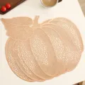 Nordic PVC hollow pumpkin placemat, elegant table mat for dining room decor, waterproof and anti-slip. - Leaf Pumpkin / Rose Gold