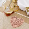 Heart-shaped hollow PVC placemat waterproof non-slip heat insulation table mat coaster - 10cm Coaster / Rose Gold
