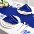 Koningsblauwe satijnen tafelloper en servetten set, elegante trouw- en hotel tafeldecoratie. - Servet 43x43cm / Saffierblauw