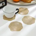 Gold rose hollow PVC placemat waterproof heat insulation dining table mat stylish decor - 10cm Coaster / Gold