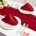 Rode satijnen stoffen servetten en tafelloper set, elegante polyester voor trouwerij. - Servet 43x43cm / Bordeauxrood