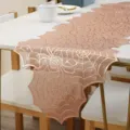 Halloween rose gold spider web table runner PVC hollow placemat for modern home dining decor - Table Runner (35.5cmx150cm) / Rose Gold
