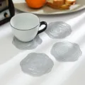 Silver rose hollow PVC coaster, waterproof oilproof heat insulation mat for table decor SKU. - 10cm Coaster / Silver
