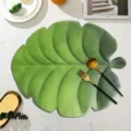 Creative EVA green leaf placemat, simulation monstera leaf table mat, anti-slip heat insulation pad. - 43cm*37cm / Green EVA Palm Leaf
